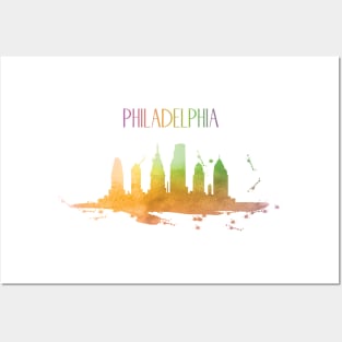 Philadelphia Watercolor Skyline Posters and Art